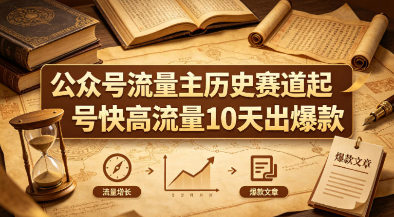 公众号流量主之历史赛道，起号快+高流量，10天就能出爆款！-御文网