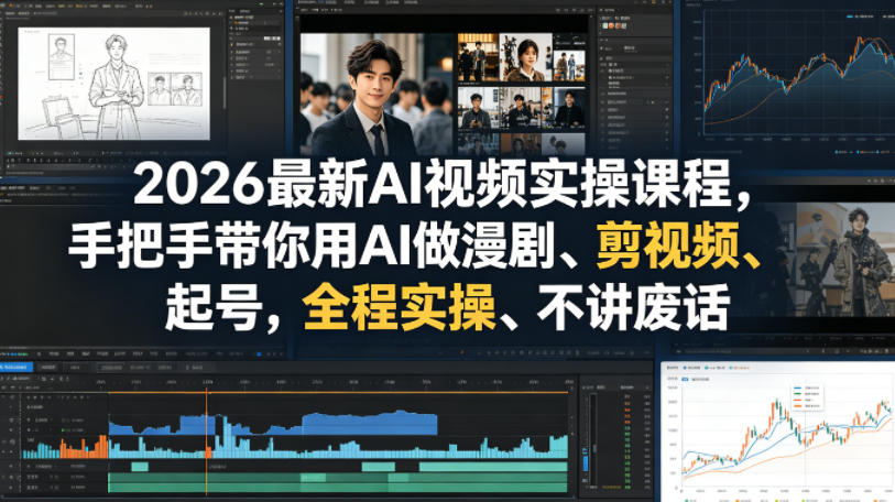 2026最新AI视频实操课程，手把手带你用AI做漫剧、剪视频、起号，全程实操、不讲废话-御文网