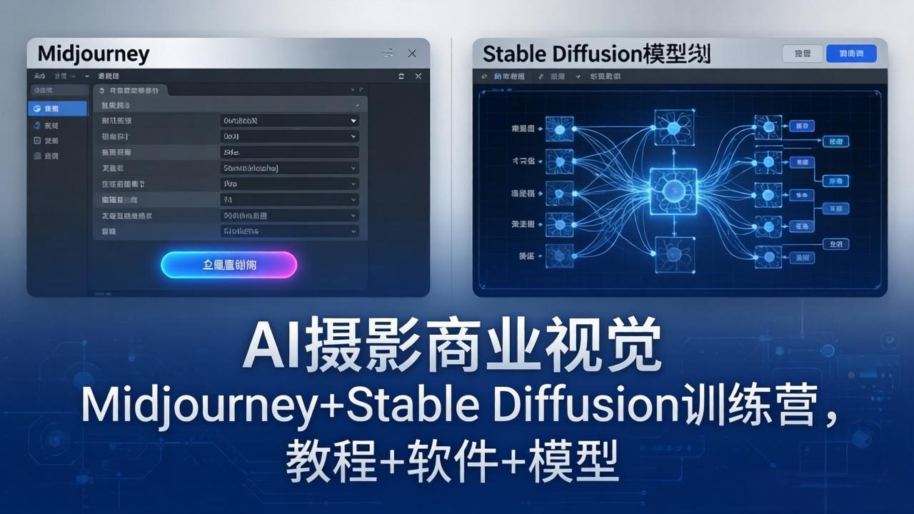 AI摄影商业视觉Midjourney+Stable Diffusion训练营，教程+软件+模型-御文网