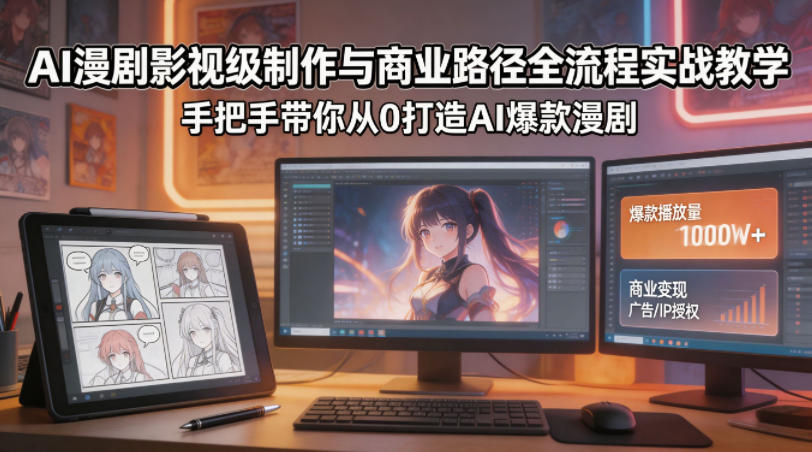 AI漫剧影视级制作与商业路径全流程实战教学，手带你从0打造AI爆款漫剧-御文网