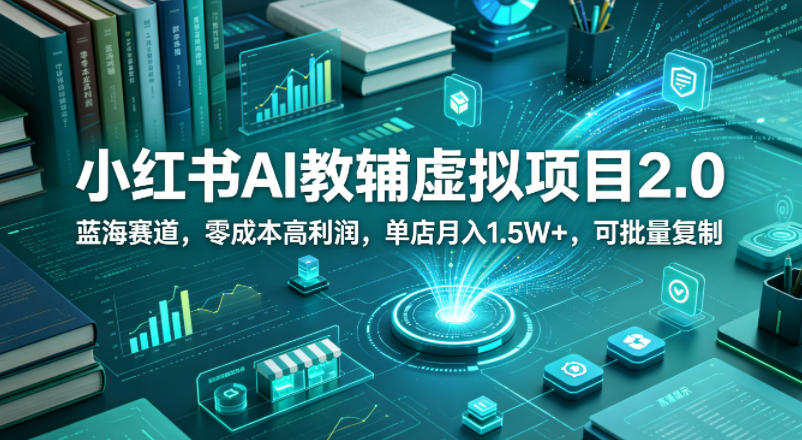 小红书AI教辅虚拟项目2.0，蓝海赛道，零成本高利润，单店月入1.5W+，可批量复制-御文网