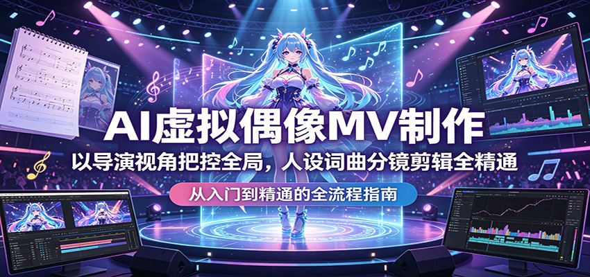 AI虚拟偶像MV制作：以导演视角把控全局，人设词曲分镜剪辑全精通-御文网
