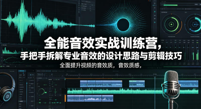 全能音效实战训练营，手把手拆解专业音效的设计思路与剪辑技巧，全面提升视频的音效质感-御文网