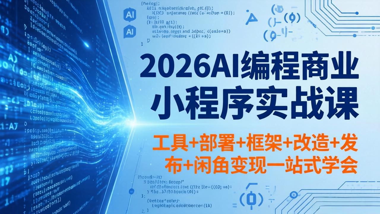 2026AI编程商业小程序实战课，工具+部署+框架+改造+发布+闲鱼变现一站式学会-御文网
