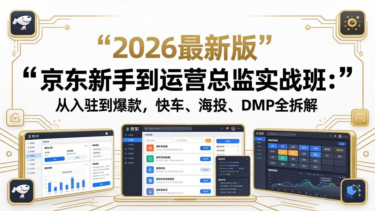 京东新手到运营总监实战班：从入驻到爆款，快车、海投、DMP全拆解，2026最新版-御文网