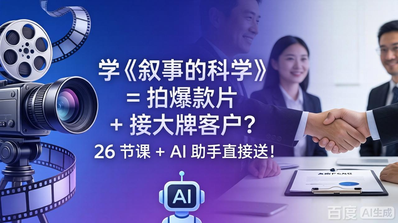 学《叙事的科学》= 拍爆款片 + 接大牌客户？26 节课 + AI 助手直接送！-御文网