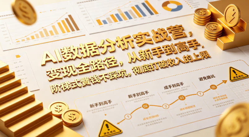AI数据分析实战营，变现全路径，从新手到高手，阶梯式賺钱不踩坑，彻底打破收入的上限-御文网