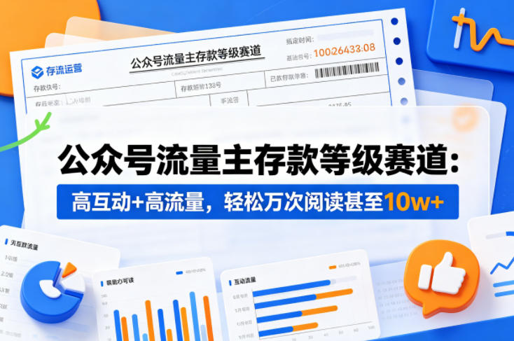 公众号流量主之存款等级赛道,高互动+高流量,轻松达到万次阅读,甚至10w+-御文网