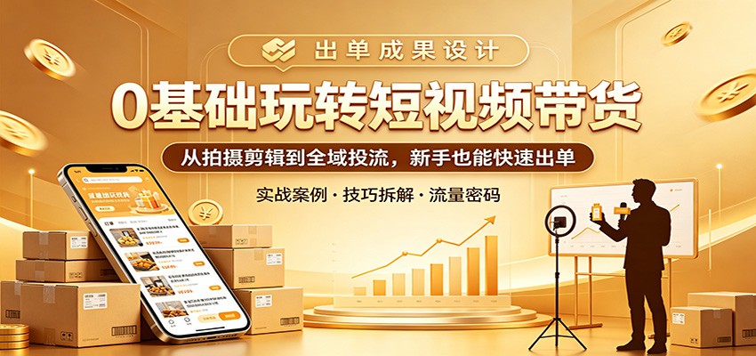 0基础玩转短视频带货：从拍摄剪辑到全域投流，新手也能快速出单-大伟资源网
