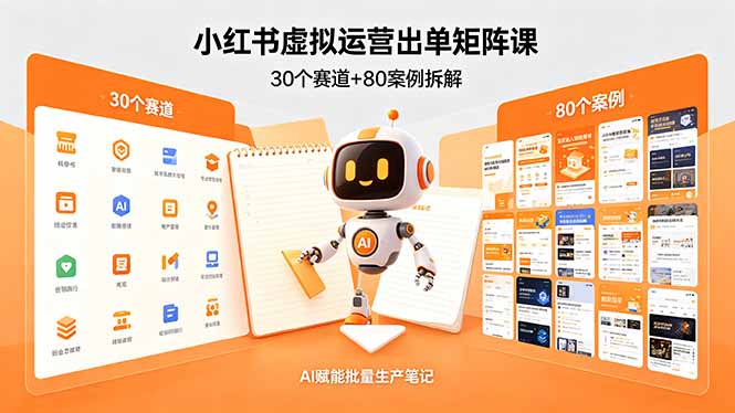 小红书虚拟运营出单矩阵课：30个赛道+80案例拆解，AI赋能批量生产笔记-大伟资源网