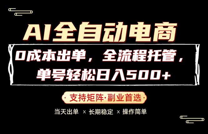 0成本出单，全流程托管，单日轻松日入500+-大伟资源网