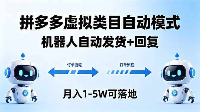 多多虚拟类目自动模式，机器人自动发货 + 回复，月入 1-5W 可落地-大伟资源网