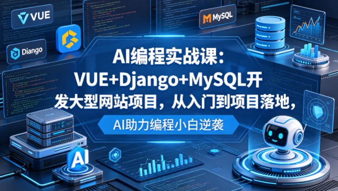 AI编程实战课：VUE+Django+MySQL开发大型网站项目，从入门到项目落地，AI助力编程小白逆袭-大伟资源网