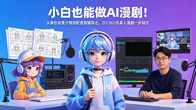 小白也能做AI漫剧！从角色场景分镜到配音剪辑导出，2D/3D/仿真人漫剧一步到位-大伟资源网