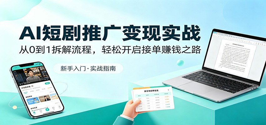 AI短剧推广变现实战：从0到1拆解流程，轻松开启接单赚钱之路-大伟资源网