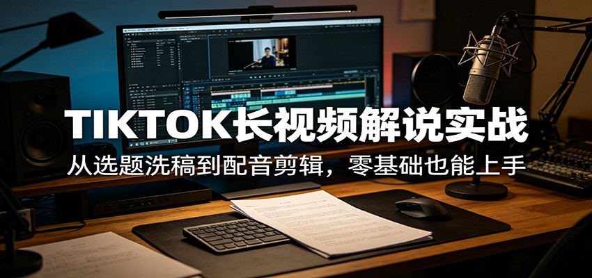 TIKTOK长视频解说实战：从选题洗稿到配音剪辑，零基础也能上手-大伟资源网