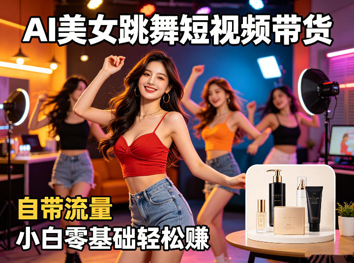 AI美女跳舞短视频带货：自带流量，小白零基础轻松賺，详细拆解-御文网