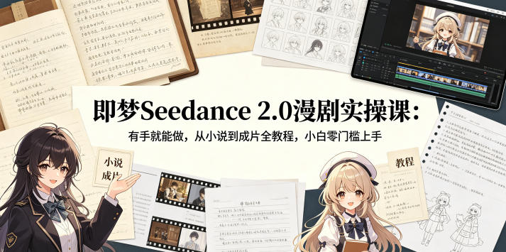 即梦Seedance 2.0漫剧实操课:有手就能做,从小说到成片全教程,小白零门槛上手-御文网