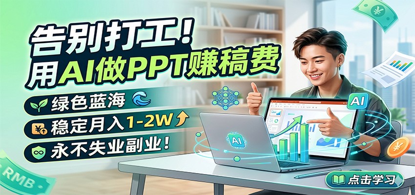 告别打工！用AI做PPT赚稿费，绿色蓝海，稳定月入1-2W，永不失业副业！-大伟资源网