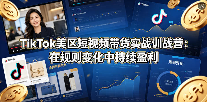 TikTok美区短视频带货实战训战营：在规则变化中持续盈利-大伟资源网