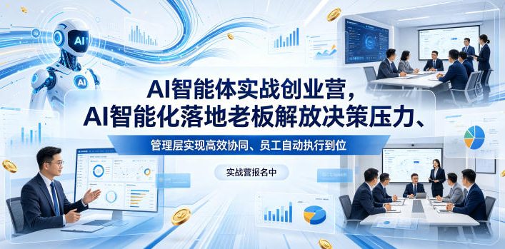 AI智能体实战创业营26年4月23-25号线下课，AI智能化落地老板解放决策压力、管理层实现高效协同、员工自动执行到位-御文网