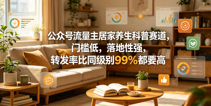公众号流量主居家养生科普赛道，门槛低，落地性强，转发率比同级别99％都要高-御文网