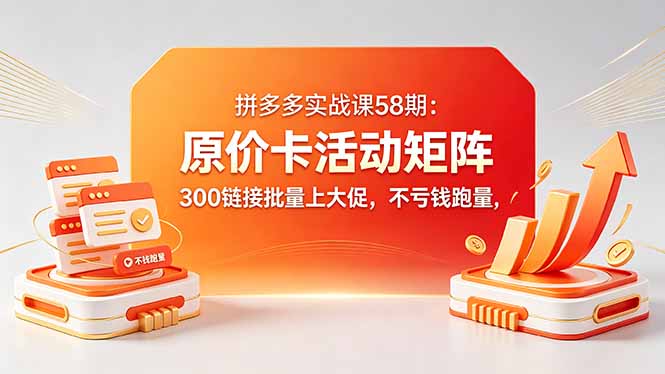 拼多多实战课58期：原价卡活动矩阵，300链接批量上大促，不亏钱跑量-御文网