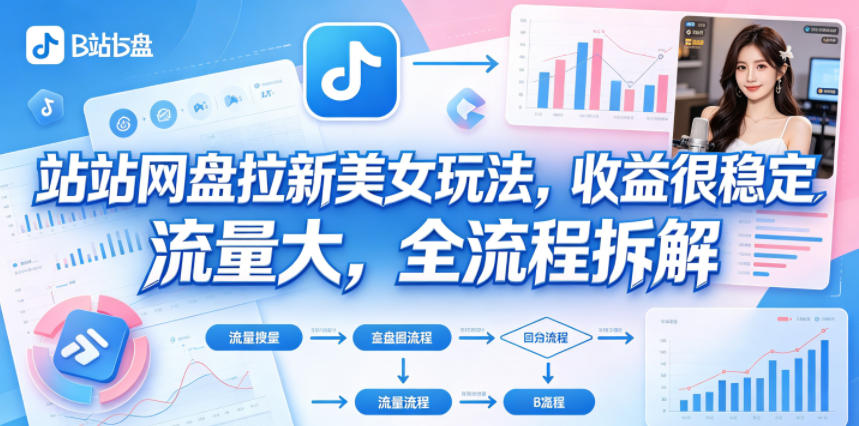 B站网盘拉新美女玩法，收益很稳定，流量大，全流程拆解-御文网