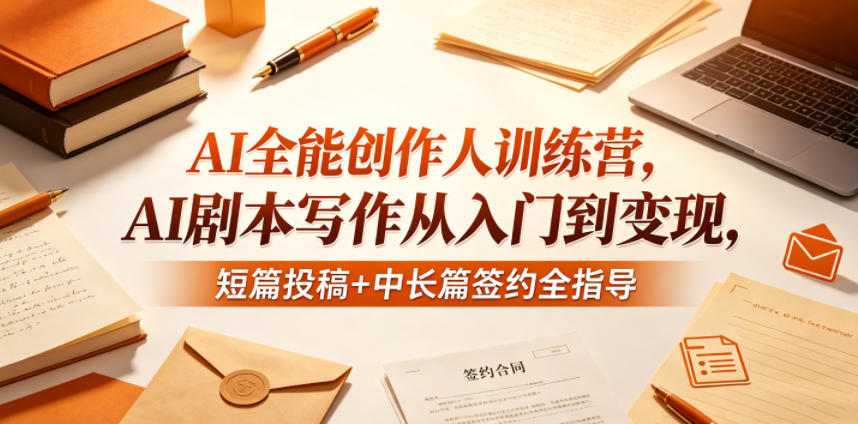 AI全能创作人训练营,AI剧本写作从入门到变现,短篇投稿+中长篇签约全指导-御文网