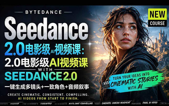 字节跳动的Seedance 2.0 AI电影视频生成制作教程，一键生成多镜头+一致角色+音频叙事-中英字幕-大伟资源网