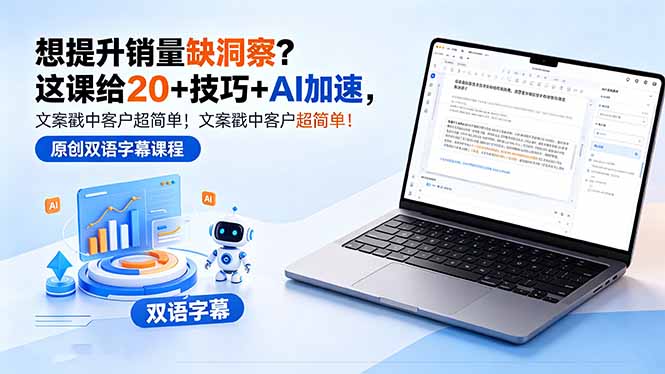想提升销量缺洞察?这课给 20 + 技巧 + AI 加速,文案戳中客户超简单!【原创双语字幕】-御文网