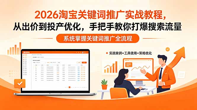 2026淘宝关键词推广实战教程,,从出价到投产优化,手把手教你打爆搜索流量-御文网