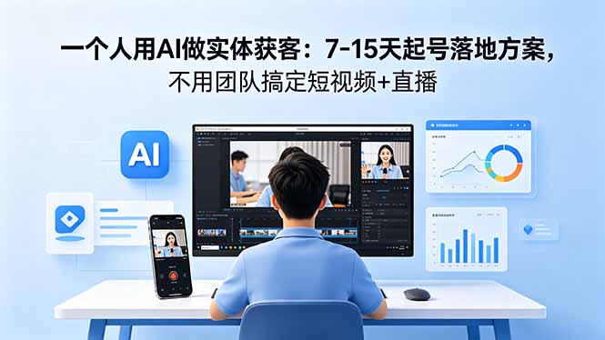 一个人用AI做实体获客：7-15天起号落地方案，不用团队搞定短视频+直播-御文网