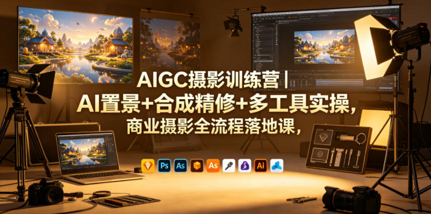 AIGC摄影训练营｜AI置景+合成精修+多工具实操，商业摄影全流程落地课-御文网