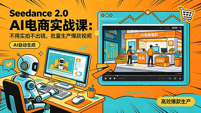 Seedance 2.0 AI电商实战课:不用实拍不出镜,批量生产爆款视频打爆GMV-御文网