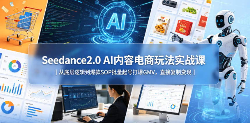 Seedance2.0 AI内容电商玩法实战课|从底层逻辑到爆款SOP批量起号打爆GMV,直接复制变现-御文网