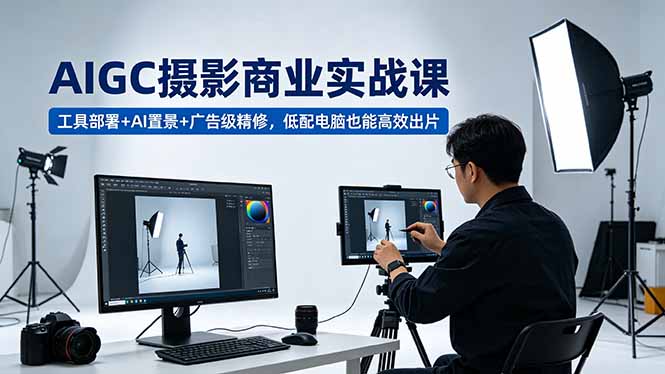 AIGC 摄影商业实战课,工具部署+AI置景+广告级精修,低配电脑也能高效出片-御文网