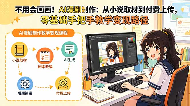 不用会画画!AI漫剧制作:从小说取材到付费上传,零基础手把手教学变现路径-御文网