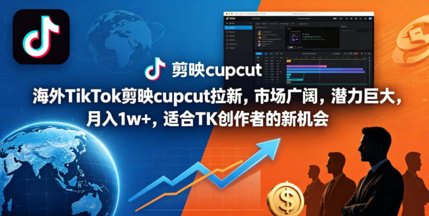 海外TikTok剪映cupcut拉新，市场广阔，潜力巨大，月入1w+，适合TK创作者的新机会-御文网