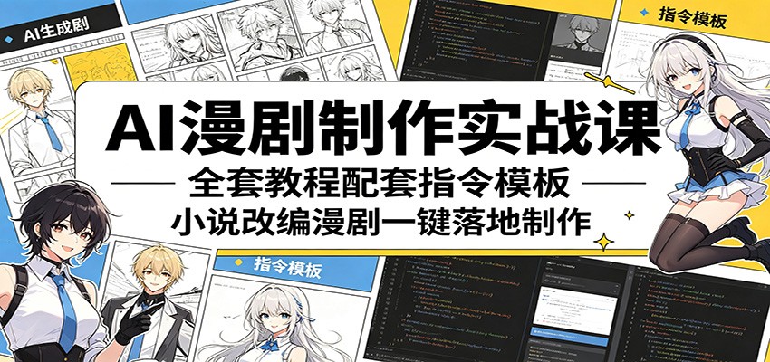 AI漫剧制作实战课：全套教程配套指令模板，小说改编漫剧一键落地制作-御文网