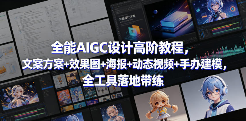 全能AIGC设计高阶教程，文案方案+效果图+海报+动态视频+手办建模，全工具落地带练-御文网