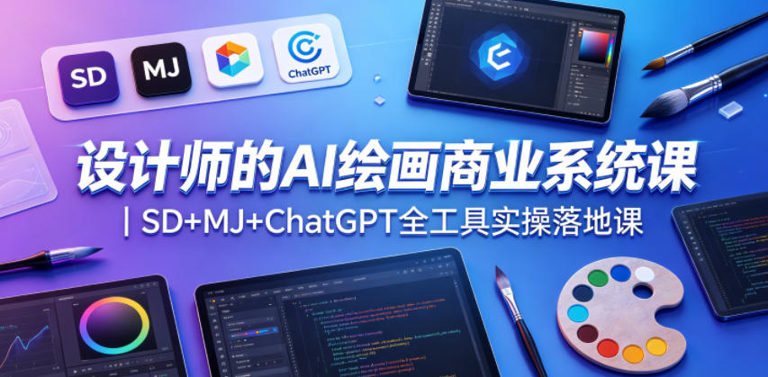 设计师的AI绘画商业系统课｜SD+MJ+ChatGPT全工具实操落地课-御文网