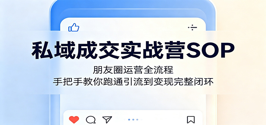 私域成交实战营SOP：朋友圈运营全流程，手把手教你跑通引流到变现完整闭环-御文网