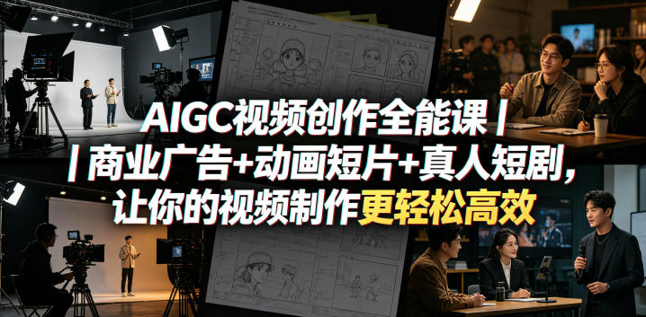 AIGC视频创作全能课｜商业广告+动画短片+真人短剧，让你的视频制作更轻松高效-御文网