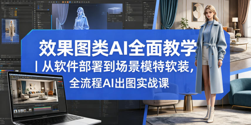 效果图类AI全面教学｜从软件部署到场景模特软装，全流程AI出图实战课-御文网