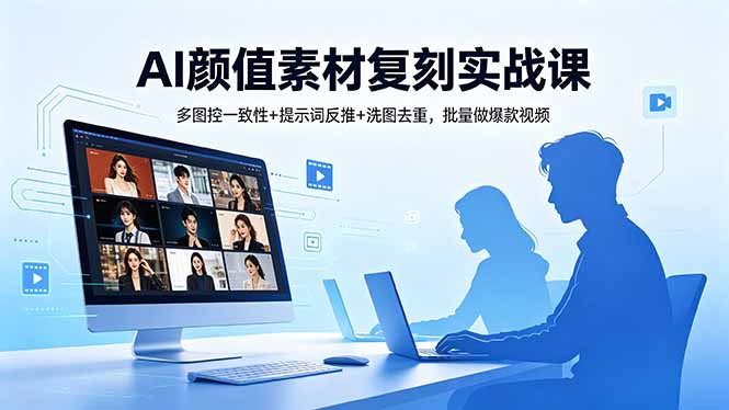 AI颜值素材复刻实战课，多图控一致性+提示词反推+洗图去重，批量做爆款视频-御文网