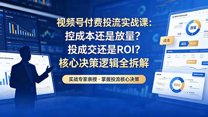 视频号付费投流实战课-5月:控成本还是放量?投成交还是ROI?核心决策逻辑全拆解-御文网