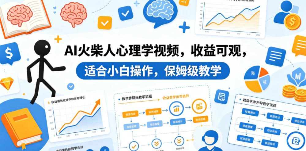 AI火柴人心理学视频，收益可观，适合小白操作，保姆级教学-御文网