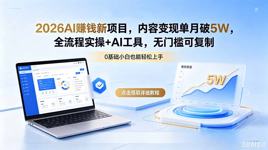 2026AI赚钱新项目，内容变现单月破5W，全流程实操+AI工具，无门槛可复制-御文网