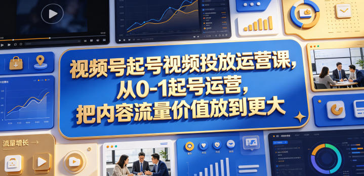 视频号起号视频投放运营课，从0-1起号运营，把内容流量价值放到更大-御文网